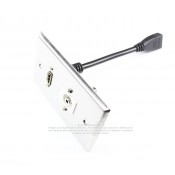 Placa Tapa HDMI 1.4 pigtail + Audio Jack 3.5 mm Acero Inoxidable Grado Alimenticio